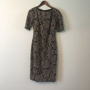 London Times Gray floral midsleeve dress